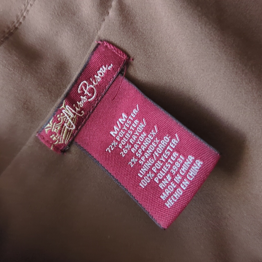 MISS BISOU I Cropped Brown Puffed Short Sleeve Blazer Jacket with Bow, M - Picture 4 of 13